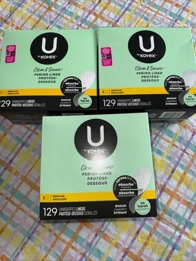 U by Kotex Clean & Secure Regular Length Panty Liners 3 Boxes of 129 Count Each!